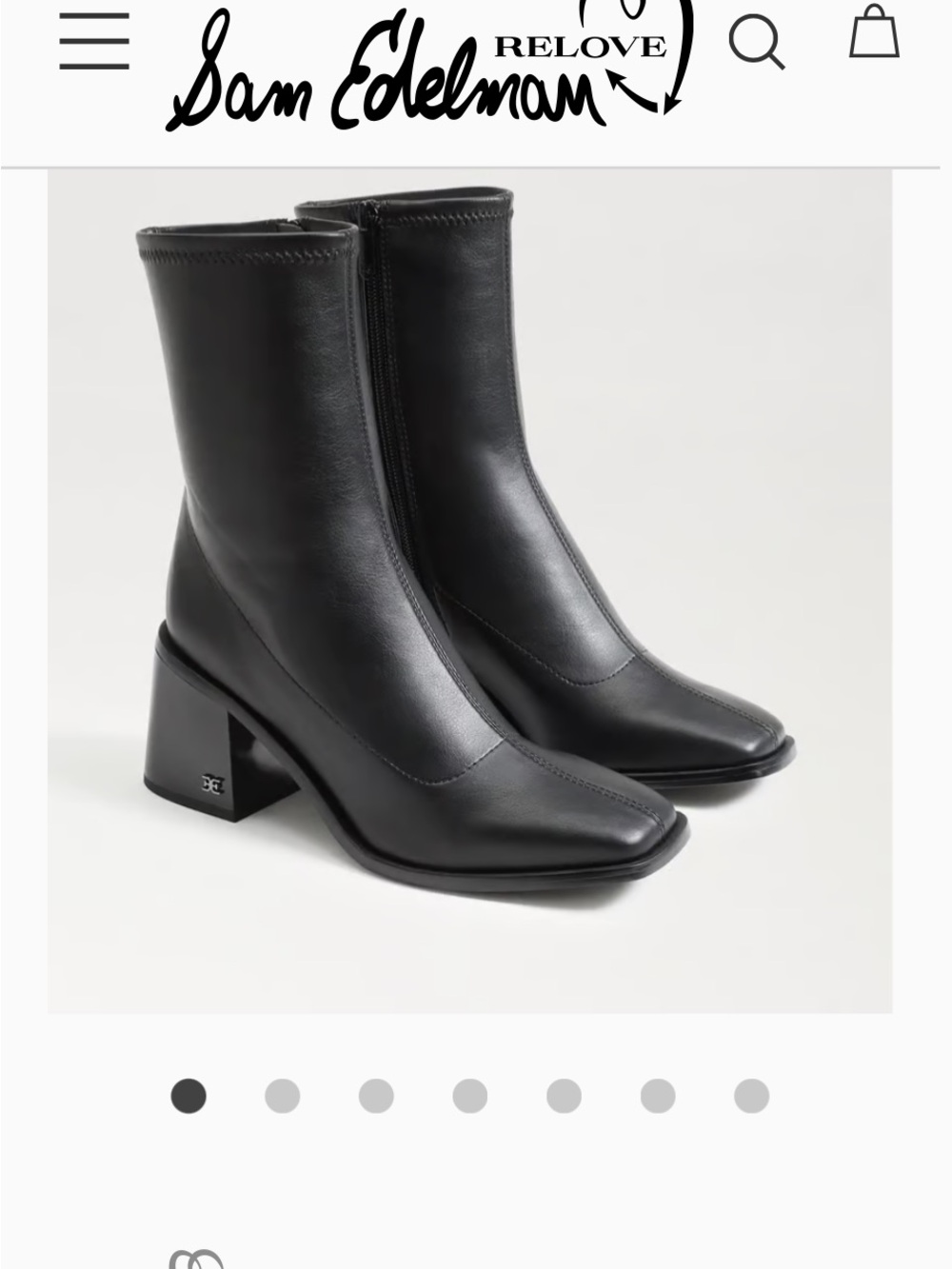 Sam Edelman Black Leather Mid-Calf Block Heel Ankle Boots - Picture 4 of 5